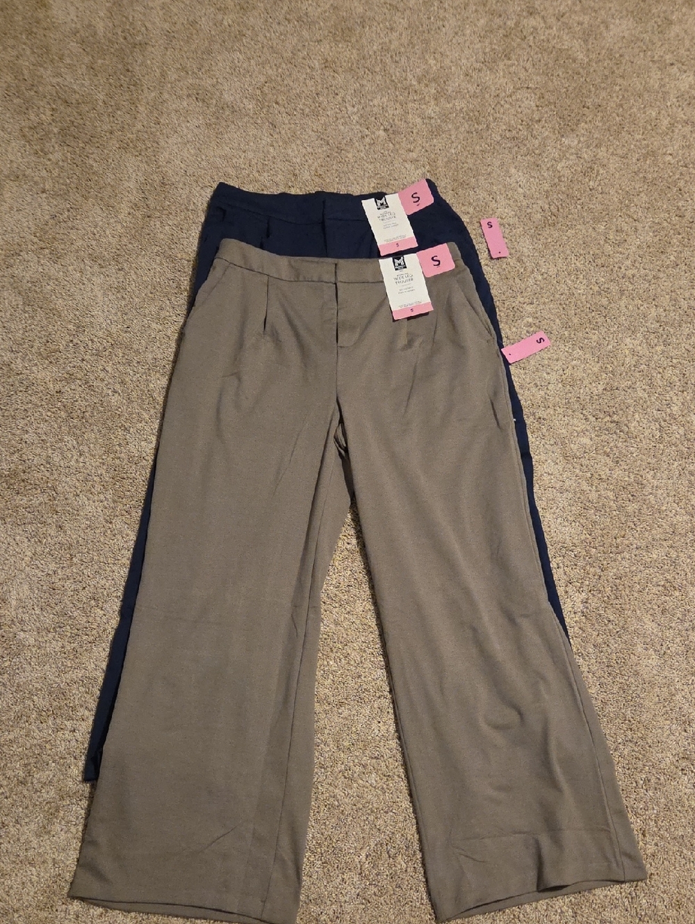 Womens  Wide-Leg Dress Pants - Light Brown and Navy